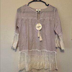 Hayden Lavender Lace Trim Blouse